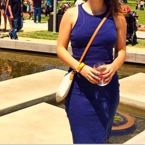 Blue bodycon midi dress